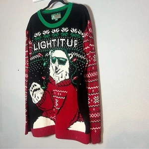Ugly Christmas Pullover Light It Up Eisbär Gr. XXL 2XL 2X rot grün schwarz - Bild 1 von 8