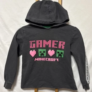 Felpa Minecraft bambino nera logo grafico giovane grande pullover felpa con cappuccio 9-10 anni - Foto 1 di 8