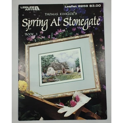 Leisure Arts Spring at Stonegate Thomas Kinkade Cottage Cross Stitch Pattern - Image 1 of 3