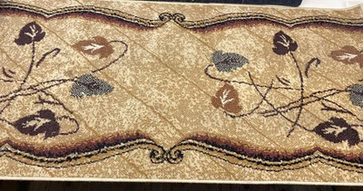 Teppichläufer 70x350 cm – Modern Braun Beige, Blättermuster, Meterware Flur - Bild 1 von 4