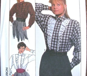 Ruffled Front Button Up Shirt Sewing Pattern Simplicity 8742 Size 10-16 Uncut - Bild 1 von 5