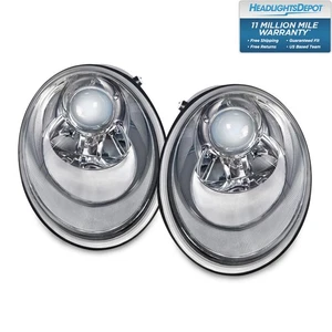 PERDE Chrome Projector Headlight Set For 2006-2010 Volkswagen Beetle w/ Halogen - Foto 1 di 6