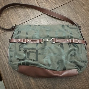 Etienne Aigner Y2K Green Brown Shoulder/Crossbody Bag Horsebit Buckle Front - Picture 1 of 9