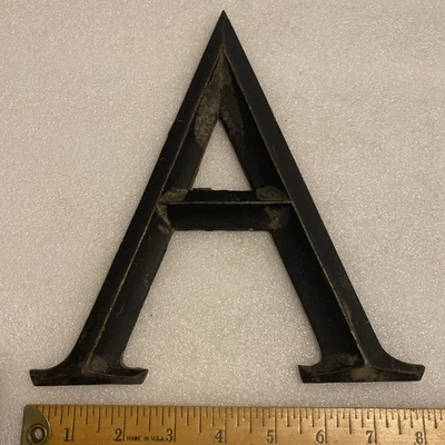 Vintage or Antique Cast Bronze or Brass 9” Letter A Building Marquee Sign - Image 1 of 4