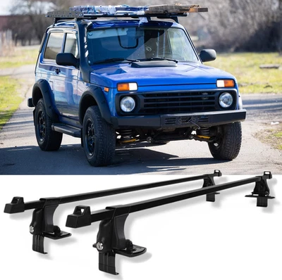 Barre portatutto portapacchi chiudibili 2 pezzi barre trasversali grondaia per Lada Niva - Immagine 1 di 4
