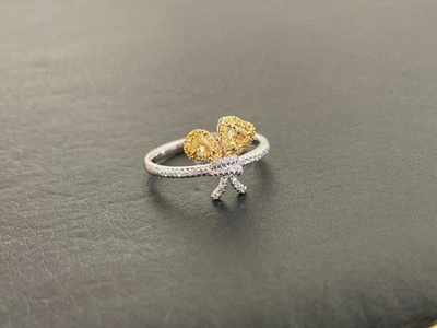 Anillo de diamantes amarillos de oro macizo de 18 quilates talla 6 Foto 1 de 4