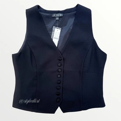 J.Crew Slim-Fit Tuxedo Vest in City Crepe Black 4 NWT - Image 1 of 4