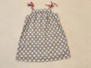 Hanna Andersson Girls 100 US 4 Dress Pillowcase Sleeveless Tan & Cream Floral - Picture 1 of 9