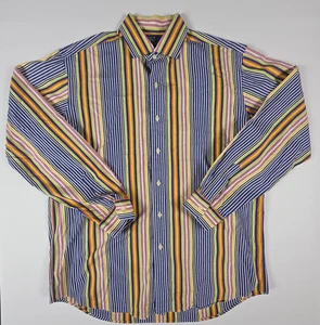 POLO RALPH LAUREN Westerton Shirt L Mens Blue Striped 100% Cotton - Picture 1 of 5