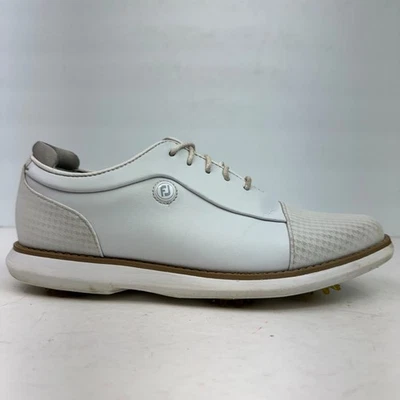 Footjoy Golf Shoes Womens 7 Traditions Cap Toe 97910 Spikes Comfort White - Imagem 1 de 4