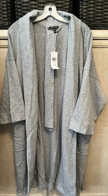 EILEEN FISHER NWT $158 GRAY 100% ORGANIC COTTON FRENCH TERRY MIDI ROBE 1X/2X - Image 1 of 4