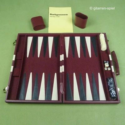 Großer Backgammon Kunstleder-Koffer - Komplett 1A Top! Weinrot 37,5 x 24,5 cm - Bild 1 von 4