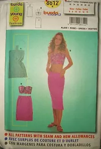 Miss Burda 8612 Patrón Mini Vestido Halter Falda Superior SIN CORTAR Talla 6-8-10-12-14-16 - Imagen 1 de 2