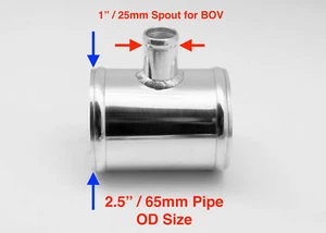 Autobahn88 Alloy BOV TEE Pipe, 64mm / 2.5inch Pipe to Blow Off Valve 25mm / 1" - Picture 1 of 5