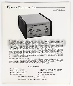 Dynamic Electronics Catalog DE-102 DE-103 DE-104 DE-105 DE-120 DE-130 DE-131 - Picture 1 of 3