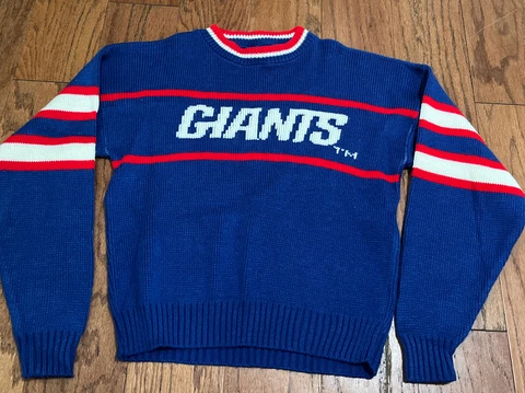 Vtg 80s New York Giants Football Knot Sweater Youth Sz Large Cover