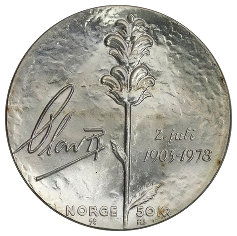 NORWAY 1978 50 KRONER SILVER CHOICE BU Cover