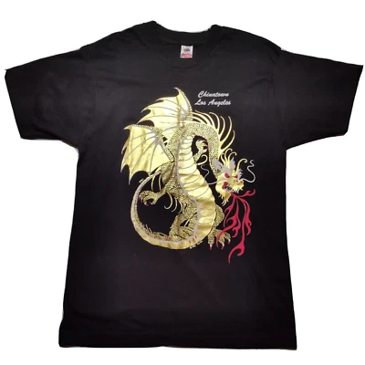 VTG Chinatown Los Angeles 1992 Gold Foil Dragon Men Large Single Thread T-Shirt - Imagem 1 de 4