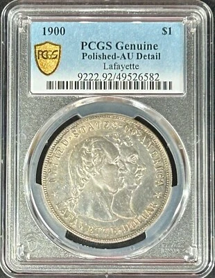 1900 $1 Lafayette Silver Commemorative coin PCGS AU Detail - Image 1 of 4