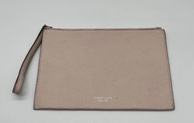 Oroton Clutch Wrist Strap Pebble Leather Zipper Pink - Image 1 of 4