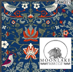 Magic Forest Birds 100% Quality Cotton Poplin Fabric, William Morris Style - Picture 1 of 6