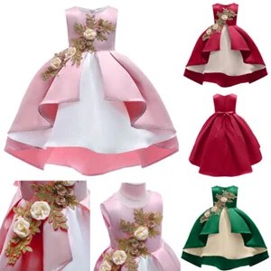 Blumen Party Mode Kleider Baby Ärmel Spitze Fliege Kinder Kleid Schleife Prinzessin Mädchen - Bild 1 von 8