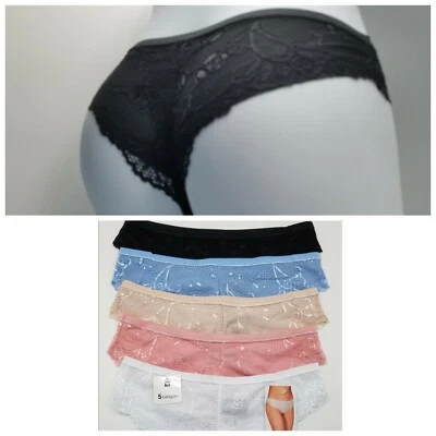 Paquete de 5 bragas RENE ROFE para mujer S/M de encaje descaradas negras/desnudas/blancas/rosa/azul $50 Foto 1 de 4