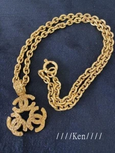 CHANEL Necklace AUTH Coco  Pendant Choker Triple Logo Gold CC Chain 90cm F/S - Picture 1 of 14