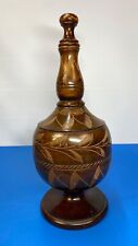 Wooden Bottle 17" Handcrafted Urn Shaped LARGE Turned Treen Vase with Stopper