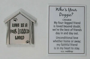 i1 Liebe ist ein 4-beiniges Wort WER IST DEIN HUND Hundeliebhaber Taschenmarke Charm ganz - Bild 1 von 4