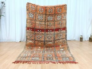 Area Moroccan Vintage Handmade Carpet 3'7" x 5'9" Wool Berber Living Room Rug