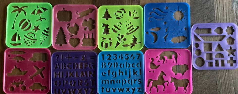 9x TUPPERWARE Schablone ~ Tiere ~ Fahrzeuge ~ Zahlen ~ Formen ~ Buchstaben ~ - Bild 1 von 4