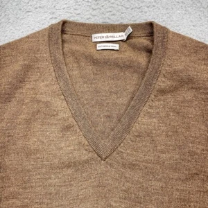 Peter Millar Sweater Men XL Extra Fine Merino Wool Brown V Neck Pullover MC00S31 - Picture 1 of 13