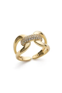 Dainty CZ Stone Gold Ring, Adjustable Minimalist Thin Promise Stacking Band Ring - Picture 1 of 5