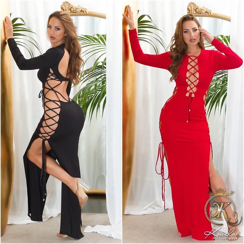 Vestido de mujer Koucla vestido de noche recortados maxi vestido de fiesta cordones moda Milax Foto 1 de 1