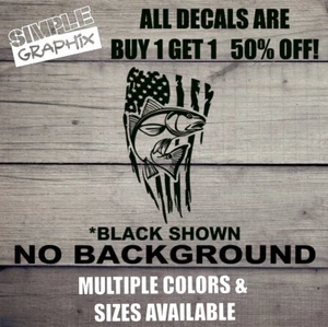 Red Fish Distressed American Flag Vinyl Decal, Bumper Sticker, Red Drum Fishing! - Picture 1 of 6