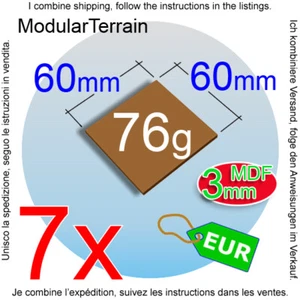 7x 3mm MDF 60mm 60x60mm Square Base Socle Carré War Hammer 40k Age Of Sigmar - Imagen 1 de 7
