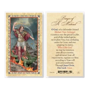 Saint Michael - Prayer of St Michael the Archangel - Laminated Holy Card 106-336 - Picture 1 of 1