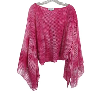 NEWPORT NEWS pink Tie-Dye Swimsuit Top Coverup Poncho Flowy Sleeves One size - Picture 1 of 12