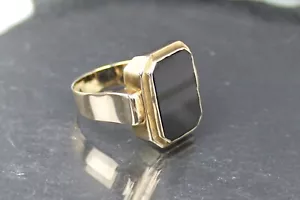 Großer, Massiver Herren Onyx-Goldring, Siegelring, 333er Gelbgold - Bild 1 von 8