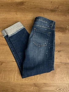 Pittoreco. Women’s Size 9 Distressed Cuff Paint Stain Jeans Made In Korea Rare - Picture 1 of 7