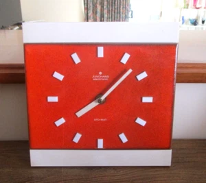 1960’s Junghans CERAMIC ORANGE LAVA Wall Clock Mid Century Ceramic Clock - Picture 1 of 9