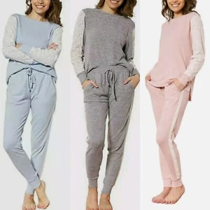 Flora Nikrooz Pequeño-XXL Pijama 2 Piezas Pijama Conjunto de Salón con Encaje Rosa Gris Azul Suave - Imagen 1 de 24