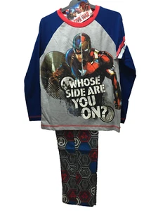 Nuevo con etiquetas Conjunto de pijama largo de invierno Capitán América Guerra Civil talla 8 con licencia para niños - Imagen 1 de 2