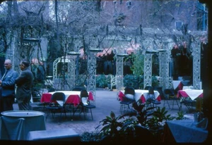 4 vintage 35mm slides 1965 New Orleans Louisiana courtyard garden dining tables - Picture 1 of 4