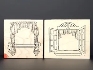Art Impressions Window Front & Back Rubber Stamp P-1503 Q-1502 Country Farmhouse - Picture 1 of 14
