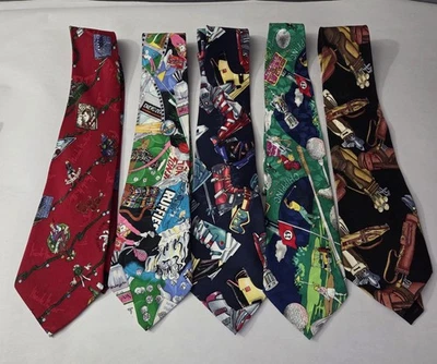 Vintage 90's Lot 5 Men's Silk Nicole Miller Novelty Neck Ties - Image 1 of 4