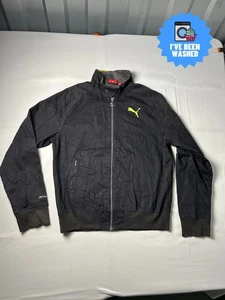 Vintage Puma Zip Up Track Fleece Lined Heritage Jacket Black Size M - Picture 1 of 11