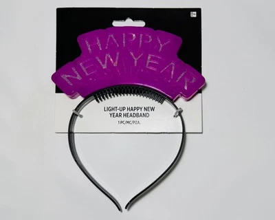 Diadema iluminada feliz año nuevo luces multicolores brillantes de KBW negro púrpura Foto 1 de 4