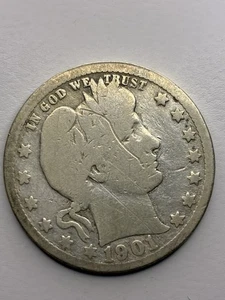 1901-O Barber Quarter Silver M27 - Picture 1 of 2